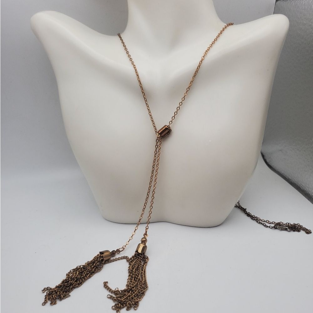 Tassel gold tone Lariat styled southwestern  necklace‎